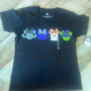 Women's Black Graphic Tee with Colorful Designs